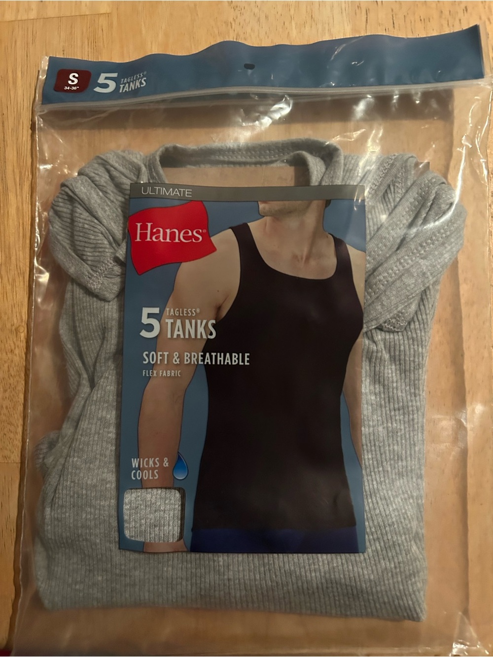 Hanes Light Heather Gray Ribbed Tank Top - Gray